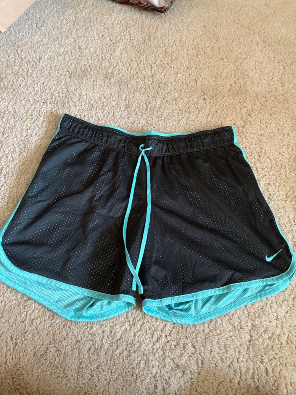 Nike Women’s Black Athletic Shorts with Teal Trim